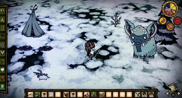 Oprócz zwykłego Koalefanta, występuje również jego zimowa wersja - Winter Koalefant - Dont Starve: Polowanie | Zdobywanie pożywienia - Dont Starve - poradnik do gry