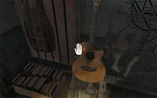 1) Gitara (rozdział 1 - Sparta) - Instrument znajduje się w pomieszczeniu, w którym rozpoczniesz właściwą grę po zaliczeniu krótkiego wprowadzenia - Instrumenty muzyczne | Inne sekrety | Metro Last Light - Metro: Last Light - poradnik do gry