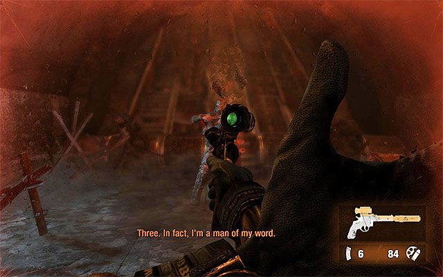 Drugi wariant to odpowiedzenie na polecenie odnośnie poddania się i zdjęcia maski - Znajdź i ocal Annę | Rozdział 19 - Skażenie | Solucja Metro Last Light - Metro: Last Light - poradnik do gry