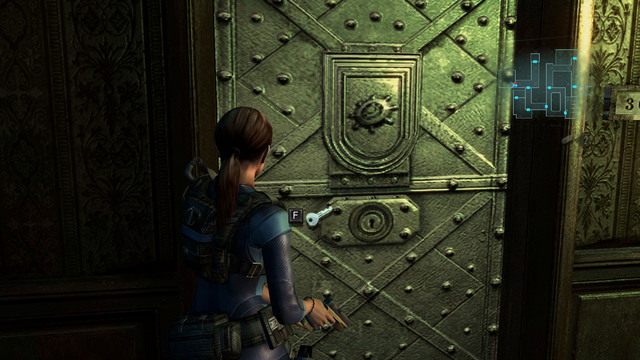Idąc cały czas przed siebie, odwiedź pokój z symbolem hełmu - Duchy Veltro - część II | Epizod 3 | Resident Evil Revelations - Resident Evil: Revelations - poradnik do gry