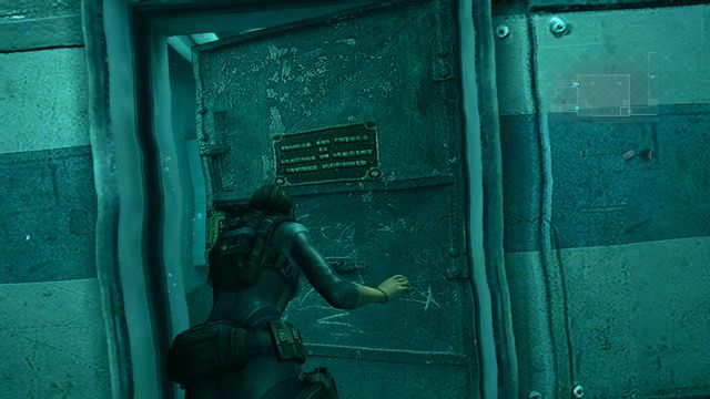 Za znajdującymi się pod powierzchnią drzwiami jest korytarz prowadzący do klatki schodowej - Wszystko albo nic - część I | Epizod 8 | Resident Evil Revelations - Resident Evil: Revelations - poradnik do gry
