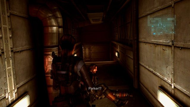 W miejscu gdzie będziecie musieli się rozdzielić przejdź przez drzwi z prawej i pomóż w ucieczce Parkerowi - Splątane sieci - część II | Epizod 10 | Resident Evil Revelations - Resident Evil: Revelations - poradnik do gry