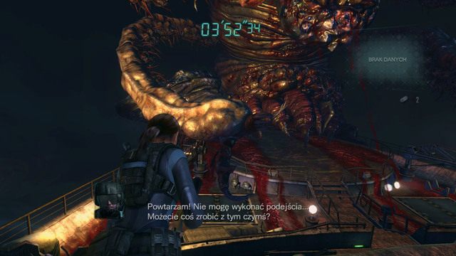 Bestia posiada dwa rodzaje ciosów: atak macką oraz trujące pociski - Objawienia - część I | Epizod 11 | Resident Evil Revelations - Resident Evil: Revelations - poradnik do gry