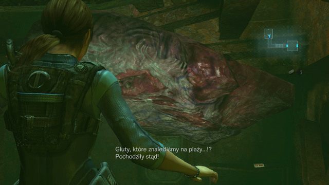 Dotrzesz w ten sposób do lokacji ze zwisającym z sufitu kawałem zmutowanego mięsa - Królowa nie żyje - część I | Epizod 12 | Resident Evil Revelations - Resident Evil: Revelations - poradnik do gry