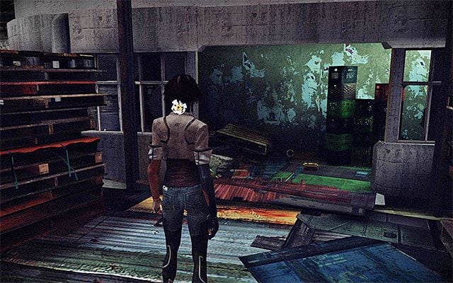 Udaj się teraz w prawo, docierając do pokazanego na screenie miejsca, w którym pozostawiono kolejną łatkę SAT (SAT Patch) - Przeprawa przez pierwszą część slumsów | Epizod 3 w Remember Me - Remember Me - poradnik do gry