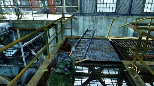 Zabij go strzałami z łuku i zrzuć drabinę leżącą na końcu chodnika - Polowanie | Kurort nad jeziorem | Solucja The Last of Us - The Last of Us - poradnik do gry