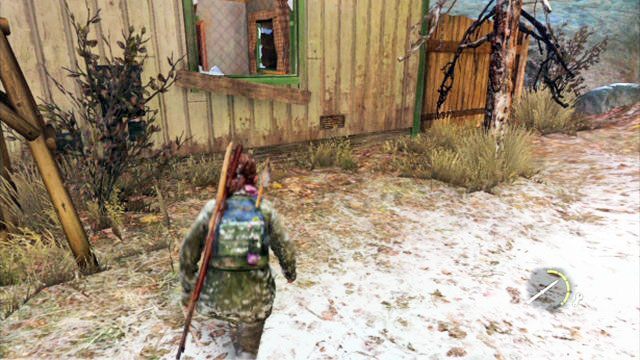 Ostatecznie spadniesz ze skarpy i będziesz musiał jak najszybciej podbiec do domku przed tobą - Polowanie | Kurort nad jeziorem | Solucja The Last of Us - The Last of Us - poradnik do gry