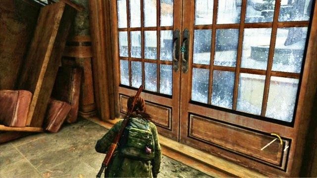 Postaraj się teraz zastrzelić przynajmniej jednego z napastników, a następnie ruszaj dalej w lewo - Polowanie | Kurort nad jeziorem | Solucja The Last of Us - The Last of Us - poradnik do gry