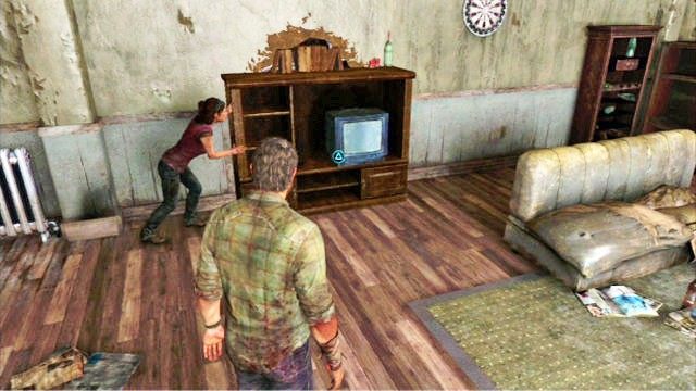 Idąc cały czas za Tess, dotrzesz do pokoju z blokującą przejście szafą - 20 lat później | Prolog i Strefa kwarantanny | Solucja The Last of Us - The Last of Us - poradnik do gry