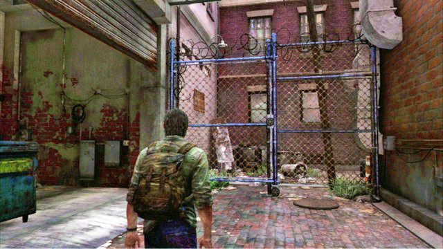 Ścieżka przy ścianie zaprowadzi cię do kolejnej ślepej uliczki - Ładunek (mapa) | Prolog i Strefa kwarantanny | Solucja The Last of Us - The Last of Us - poradnik do gry