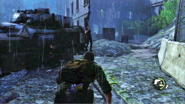 Gdy znajdziesz się ponownie na zewnątrz, pobiegnij za Tess w prawo - Na zewnątrz | Peryferia | Solucja The Last of Us - The Last of Us - poradnik do gry