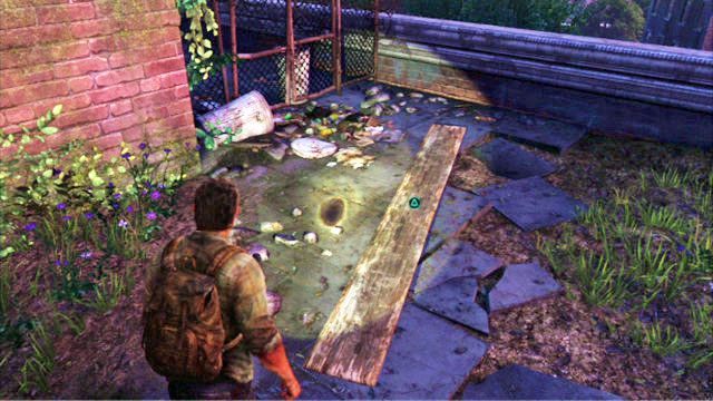 Gdy dotrzesz na miejsce, odszukaj leżącą niedaleko deskę i podnieś ją, wciskając trójkąt - Muzeum | Peryferia | Solucja The Last of Us - The Last of Us - poradnik do gry