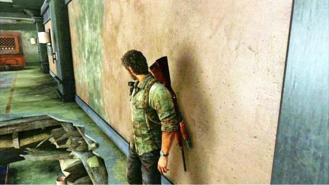 Z lewej strony powinieneś mijać wyrwę w podłodze, obok której możesz się prześlizgnąć - Hotelowy hol (mapa) | Pittsburgh | Solucja The Last of Us - The Last of Us - poradnik do gry