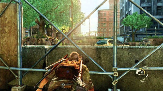 Po zakończeniu cut-scenki rozpocznie się długa walka z armią bandytów - Dzielnica biznesowa | Pittsburgh | Solucja The Last of Us - The Last of Us - poradnik do gry