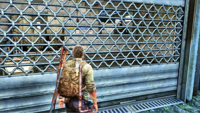 Gdy skończysz poszukiwania, wróć do miejsca, z którego strzelałeś i otwórz znajdującą się tam bramę - Dzielnica biznesowa | Pittsburgh | Solucja The Last of Us - The Last of Us - poradnik do gry