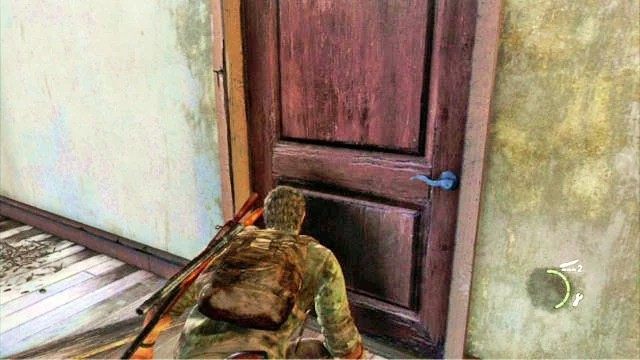 Po oczyszczeniu terenu, udaj się na tyły budynku snajpera i wejdź przez drzwi do środka - Przedmieścia | Solucja The Last of Us - The Last of Us - poradnik do gry