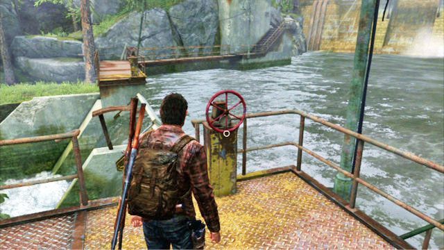 Wdrap się wtedy po schodach na górę i przekręć czerwony zawór - Hydroelektrownia | Tama Tommyego | Solucja The Last of Us - The Last of Us - poradnik do gry