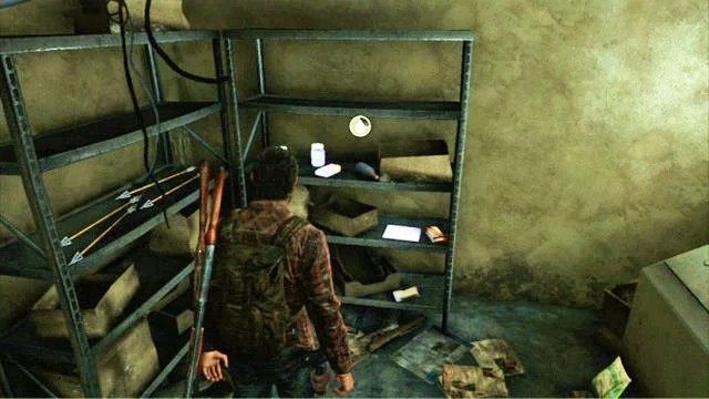 Potem możesz przy pomocy noża otworzyć drzwi obok stopni i dobrze przeszukać mały magazyn - Hydroelektrownia | Tama Tommyego | Solucja The Last of Us - The Last of Us - poradnik do gry