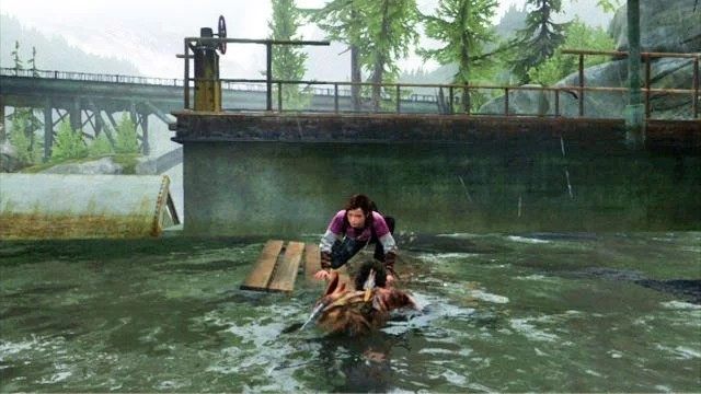 Dzięki zdobytej platformie, będziesz mógł przetransportować Ellie na drugą stronę tamy - Hydroelektrownia | Tama Tommyego | Solucja The Last of Us - The Last of Us - poradnik do gry