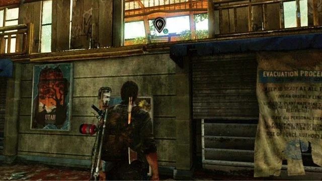 Wejdź do środka, zbiegnij po schodach, a następnie spójrz na drabinę z prawej - Autostrada | Zajezdnia | Solucja The Last of Us - The Last of Us - poradnik do gry