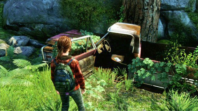 Dalej powinieneś biec prosto, ale warto wcześniej sprawdzić wrak samochodu z prawej - Epilog | Jackson | Solucja The Last of Us - The Last of Us - poradnik do gry