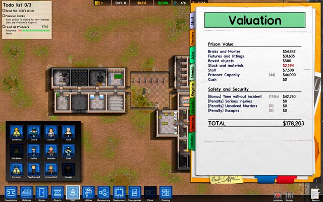 Dla poszukiwaczy konkretnych wyzwań i celów przygotowano granty - proste zadania, polegające na rozbudowie więzienia w odpowiedni sposób - O co chodzi w grze Prison Architect? | Podstawowe informacje - Prison Architect - poradnik do gry