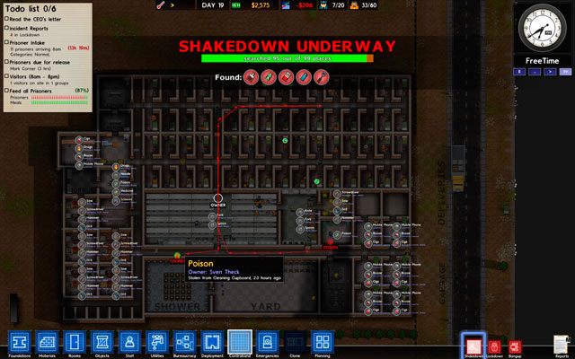 Ostatecznym środkiem służącym do walki z kontrabandą jest przetrząśnięcie cel [Shakedown] - Kontrabanda w Prison Architect | Struktura gry - Prison Architect - poradnik do gry