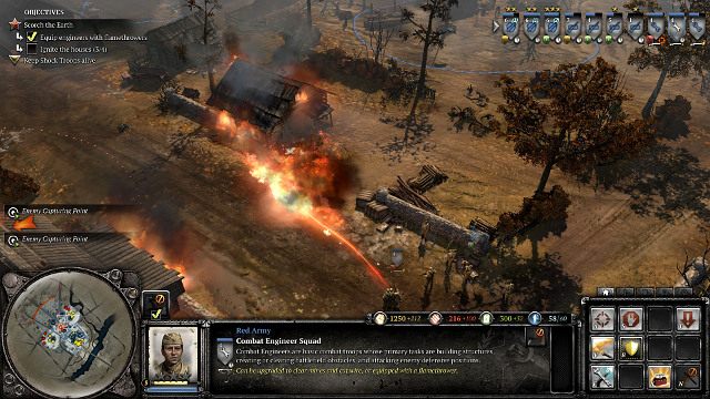 Ogień szybko pochłonie pobliskie chatki - Misja 02 - Spalona ziemia | Kampania w Company of Heroes 2 - Company of Heroes 2 - poradnik do gry
