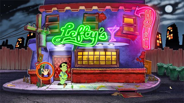 Wyjdź z łazienki, wróć do głównej sali baru, a następnie wyjdź z baru (kliknij idź przy dolnej krawędzi ekranu) - 1. Panienka | Solucja Leisure Suit Larry Reloaded - Leisure Suit Larry: Reloaded - poradnik do gry