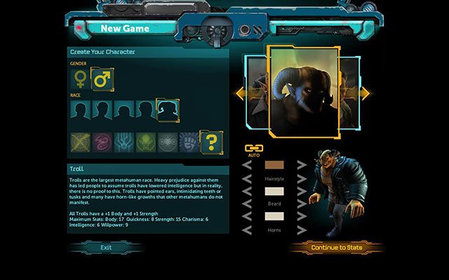 Opis: Największa z istniejących ras, posiadająca nieciekawy wygląd i groźnie wyglądające rogi - Rasy | Postać w Shadowrun Returns - Shadowrun Returns - poradnik do gry