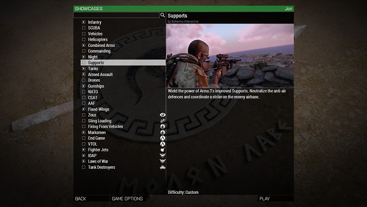 Lista dostępnych misji pojedynczych (prezentacji). - Od czego zacząć | ArmA 3 - Arma III - poradnik do gry