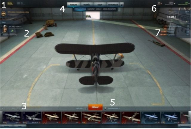 Menu gry - Hangar | Podstawy rozgrywki w World of Warplanes - World of Warplanes - poradnik dla początkujących