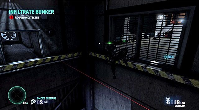 Kieruj się w stronę dolnej części szybu, uważając na nowy laser umiejscowiony pod Fisherem - Zinfiltrowanie bunkra | Misja 12 - Obiekt F | Splinter Cell Blacklist - Tom Clancys Splinter Cell: Blacklist - poradnik do gry