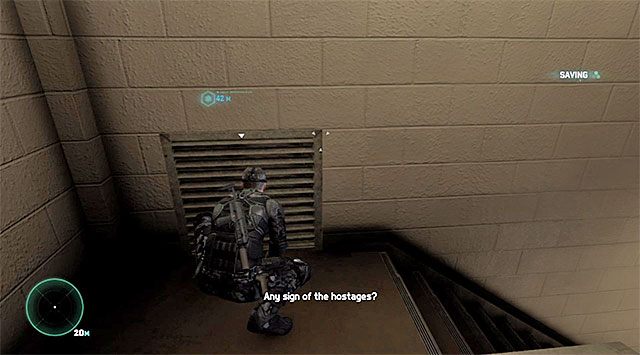 Wejście do szybu przy klatce schodowej - Odnalezienie zakładników | Misja 3 - Amerykańska konsumpcja - Tom Clancys Splinter Cell: Blacklist - poradnik do gry