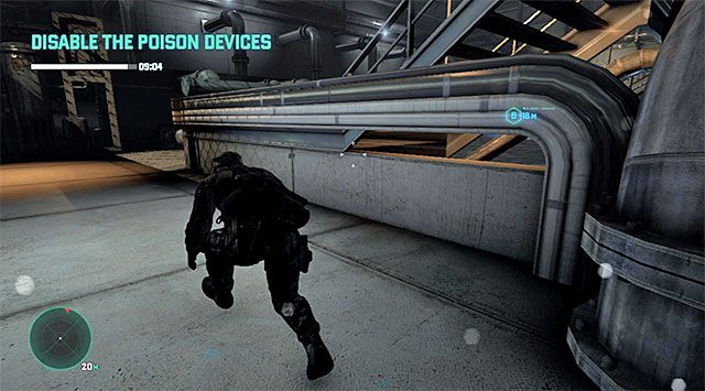 Zatrzymaj się po dotarciu do pokazanego na powyższym screenie narożnika - Wyłączenie pomp | Misja 3 - Amerykańska konsumpcja | Splinter Cell Blacklist - Tom Clancys Splinter Cell: Blacklist - poradnik do gry
