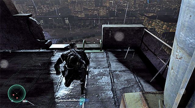 Musisz teraz wyruszyć w stronę dachów zlokalizowanych na lewo od tutejszego snajpera - Dotarcie do szybu windy | Misja 5 - Opuszczony młyn | Splinter Cell Blacklist - Tom Clancys Splinter Cell: Blacklist - poradnik do gry