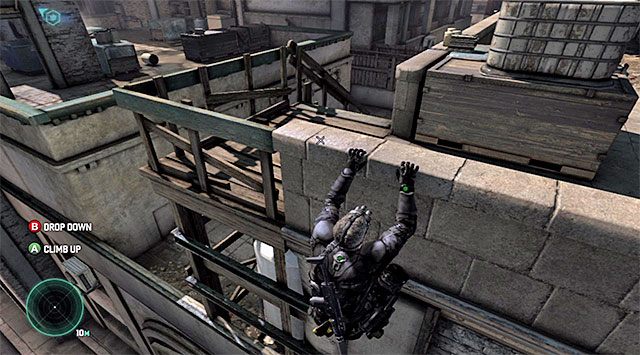 Przemieszczanie się z wykorzystaniem gzymsów - Dotarcie w okolice posterunku policji | Misja 1 - Kryjówka - Tom Clancys Splinter Cell: Blacklist - poradnik do gry