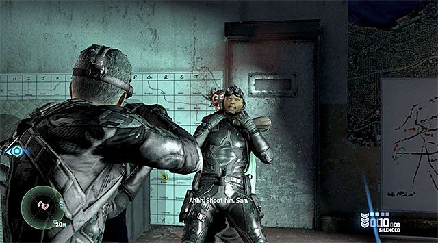 Musisz wycelować w głowę przeciwnika, uważając żeby nie postrzelić kolegi - Misja 3 - Placówka Woronu | Dodatkowe misje - Briggs | Splinter Cell Blacklist - Tom Clancys Splinter Cell: Blacklist - poradnik do gry