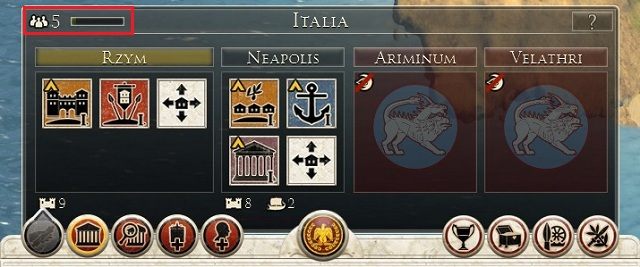 Po naciśnięciu klawisza 2 ujrzymy szczegóły prowincji - Interfejs w Total War Rome II | Mapa strategiczna - Total War: Rome II - poradnik do gry