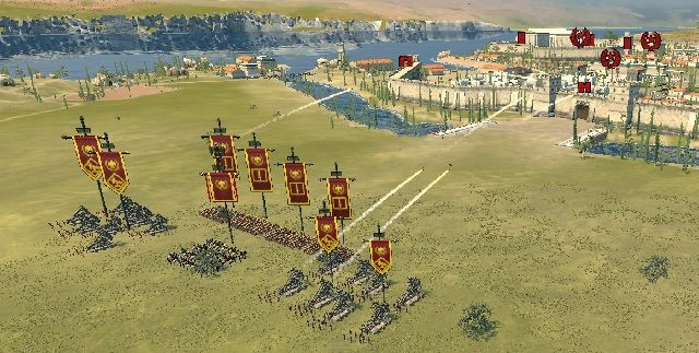 W przypadku oblężenia stolicy prowincji napotkamy grube mury, otaczające miasto - Pole walki | Walka w Total War Rome II - Total War: Rome II - poradnik do gry