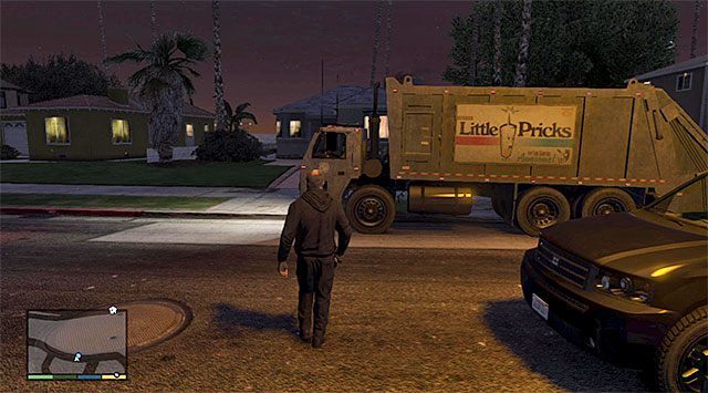 Możesz zajechać śmieciarcę drogę lub zaczekać aż sama się zatrzyma - GTA 5: Śmieciarka - solucja - GTA 5 - poradnik do gry