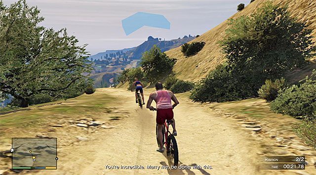W trakcie wyścigu unikaj zderzania się z rowerem Mary Ann - GTA 5: Szatański wycisk, Trevor - solucja, nagrody, wyzwania - GTA 5 - poradnik do gry