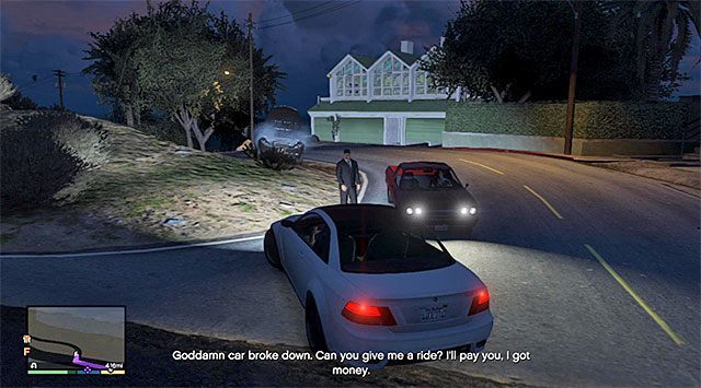 Osoba stojąca przy popsutym aucie - GTA 5: Autostopowicz 1, Przypadkowe zdarzenia - solucja - GTA 5 - poradnik do gry
