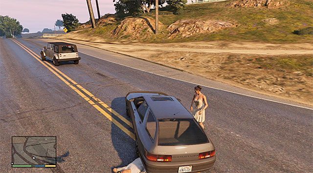 Musisz zaparkować w pobliżu panny młodej i zaczekać aż wsiądzie do pojazdu - GTA 5: Autostopowicz 4, Przypadkowe zdarzenia - solucja - GTA 5 - poradnik do gry