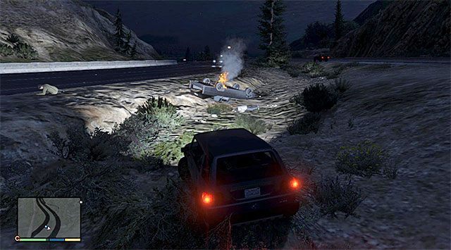 Płonący wrak - GTA 5: Wypadek samochodowy, Przypadkowe zdarzenia - solucja - GTA 5 - poradnik do gry