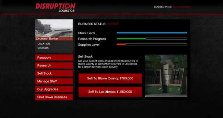 Ilość sprzedawanego towaru - GTA Online: Bunkry - sprzedaż asortymentu - GTA 5 - poradnik do gry