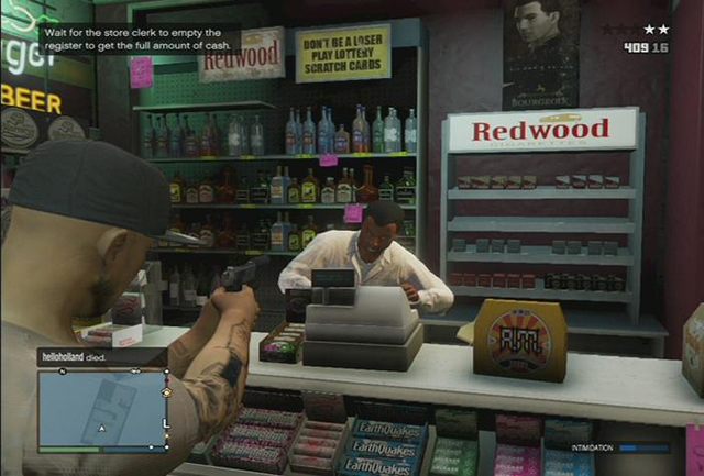Musisz trzymać kasjera na celowniku, aby wypłacił wszystkie pieniądze - GTA Online: Pieniądze - porady - GTA 5 - poradnik do gry