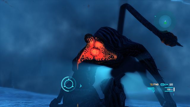 Rozwarta paszcza gonroe to dobre miejsce na użycie noża. - Misja 2 - Pierwszy posterunek termalny | Opis przejścia i zadania poboczne - Lost Planet 3 - poradnik do gry