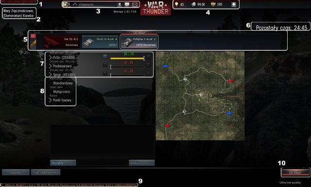Na zdjęciu powyżej zostało przedstawione ekran główny z gry, ukazujący się wszystkim graczom po dołączeniu do bitwy - Interfejs gry War Thunder | Podstawy rozgrywki - War Thunder - poradnik dla początkujących