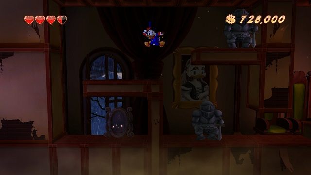 Na końcu korytarza napotykamy lustro, które w końcu używamy. Szkoda tylko, że robi nas w konia. - Drugie, trzecie i czwarte piętro | Transylwania | DuckTales - DuckTales Remastered - poradnik do gry